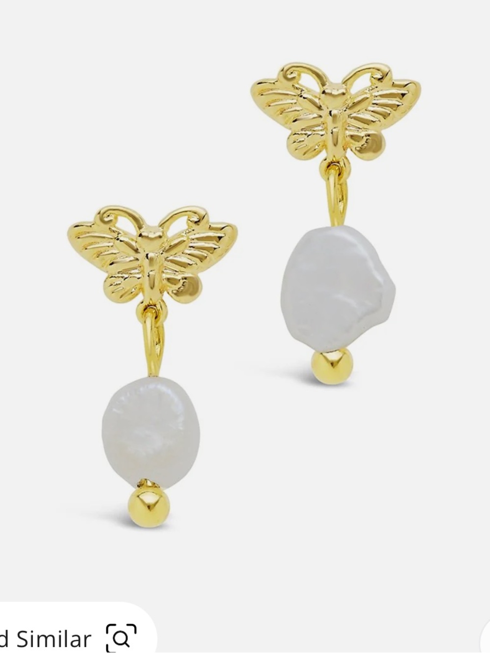 Butterfly pearl earrings
